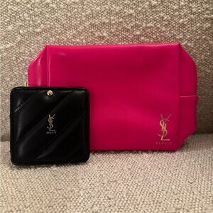 YSL beaute cosmetic pouch AND 
YSL beaute mirror